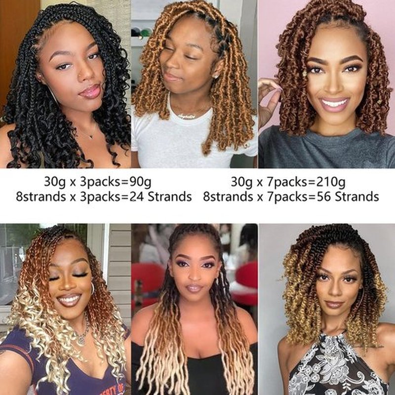 Afro Twist Hair Springy Twist Hair Marley Twist Braiding Hair Springy Afro Twist Hair 14 Inch 7Packs Pre Separated Wrapping Hair for Soft Locs Fluffed Kinky Twist Hair (1B,7 Packs)
