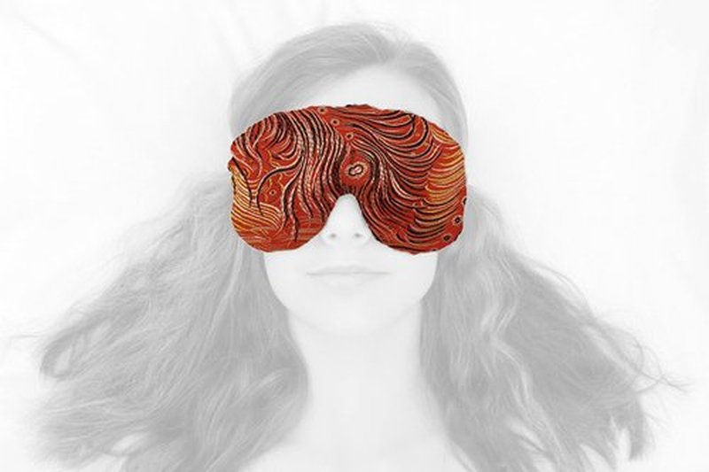 Candi Andi Handmade Opulence Yoga Eye Mask Pillow - Weighted Flaxseed Fill, Unscented, Satin & Velvet, Adjustable Strap - Ideal for Meditation & Restful Sleep -Peacock Red - TEMF-PR
