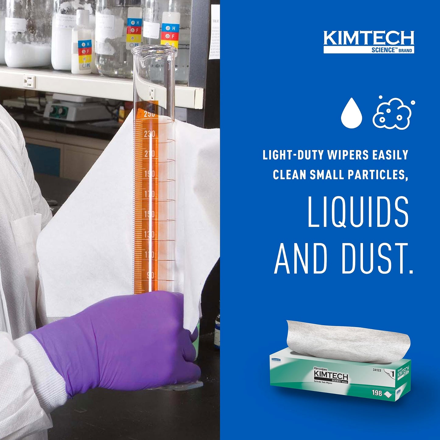 Kimtech Science Kimwipes Disposable Task Wipers 11-4/5 x 11-4/5" 34133, 15 Pack, 2940 Wipes