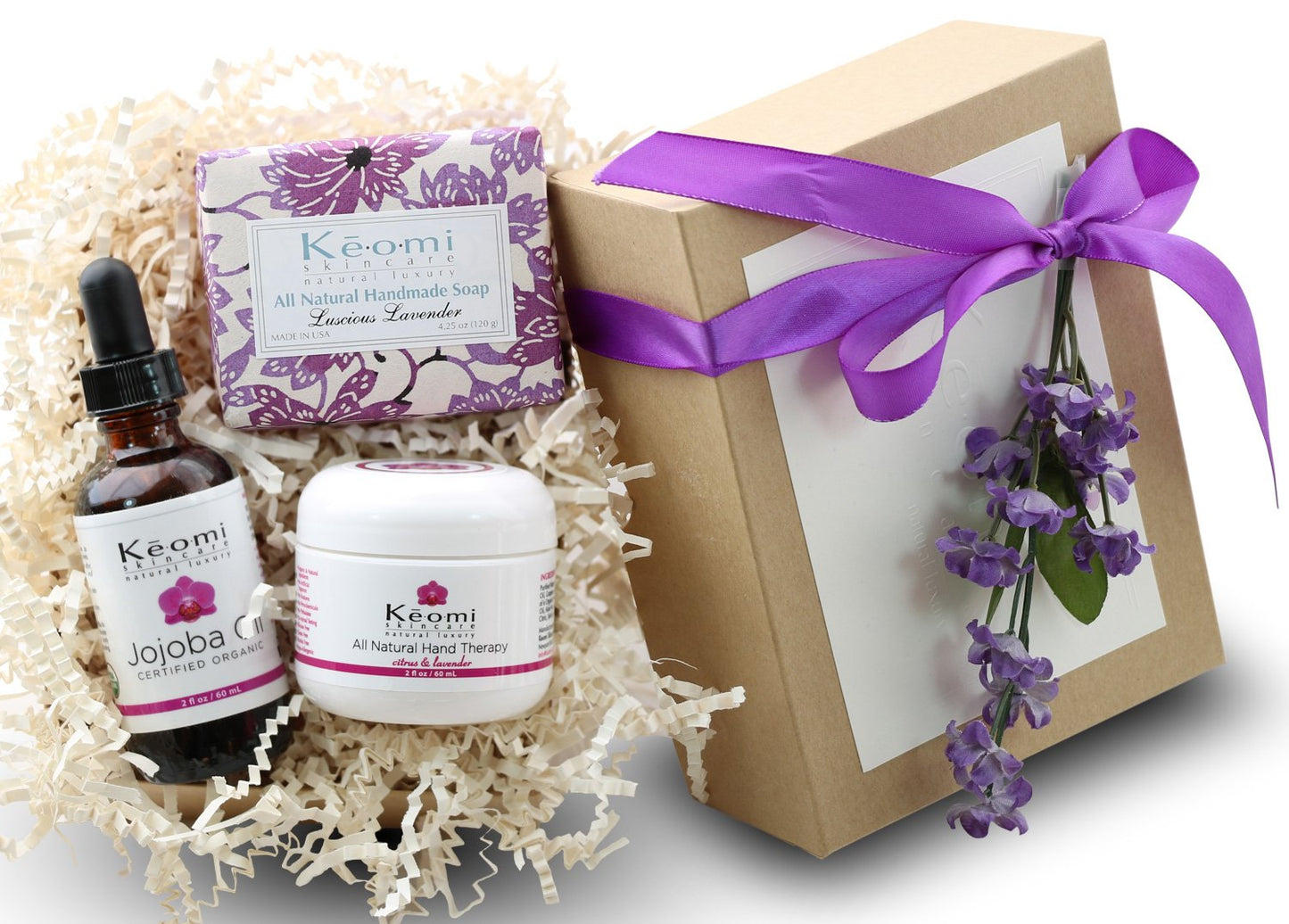 Lavender Organic Handmade Bath and Body Gift Set - by Keomi Naturals - GREAT MOTHERS DAY GIFT - Pamper Them with All Natural Luxury - Beautifully Packaged Ready to Give