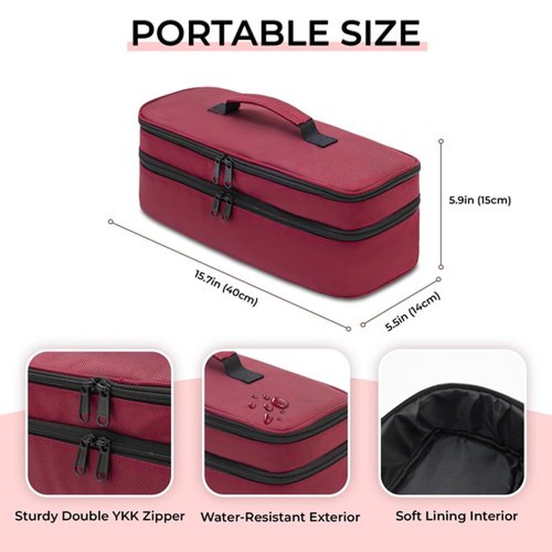 GREENESTA Hair Tools Travel Bag Compatible With Shark Flex Style Attachment, Shark Airwrap Flexstyle, Dyson Airwrap | Travel Case For Sharkflex Styler | Beauty Hair Dryer Attachments Storage Burgundy