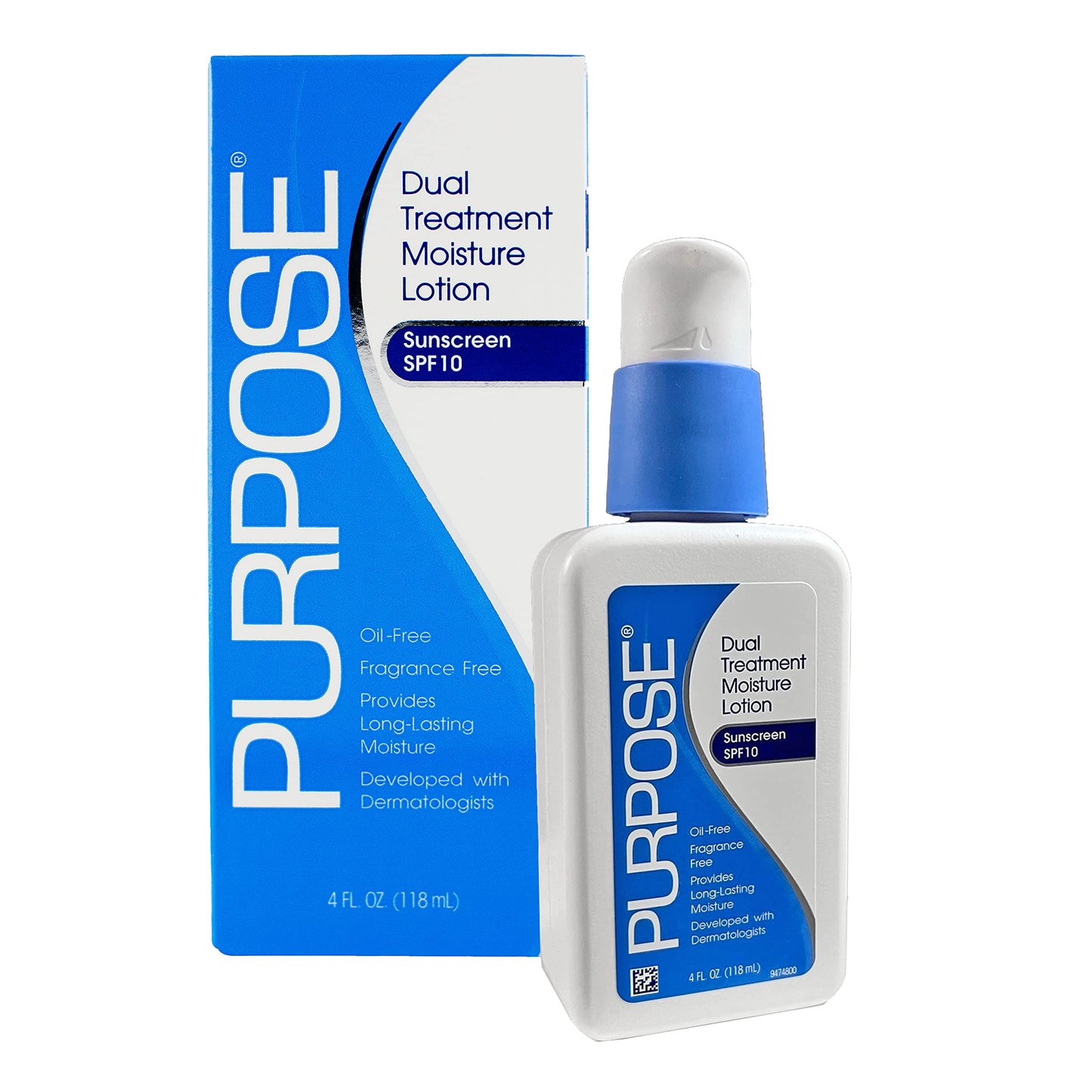 Purpose Dual Treatment Moisture Lotion with SPF 10 – Oil-Free, Fragrance-Free Daily Moisturizer for Sensitive Skin - 4 Fluid Oz. (Pack of 5)