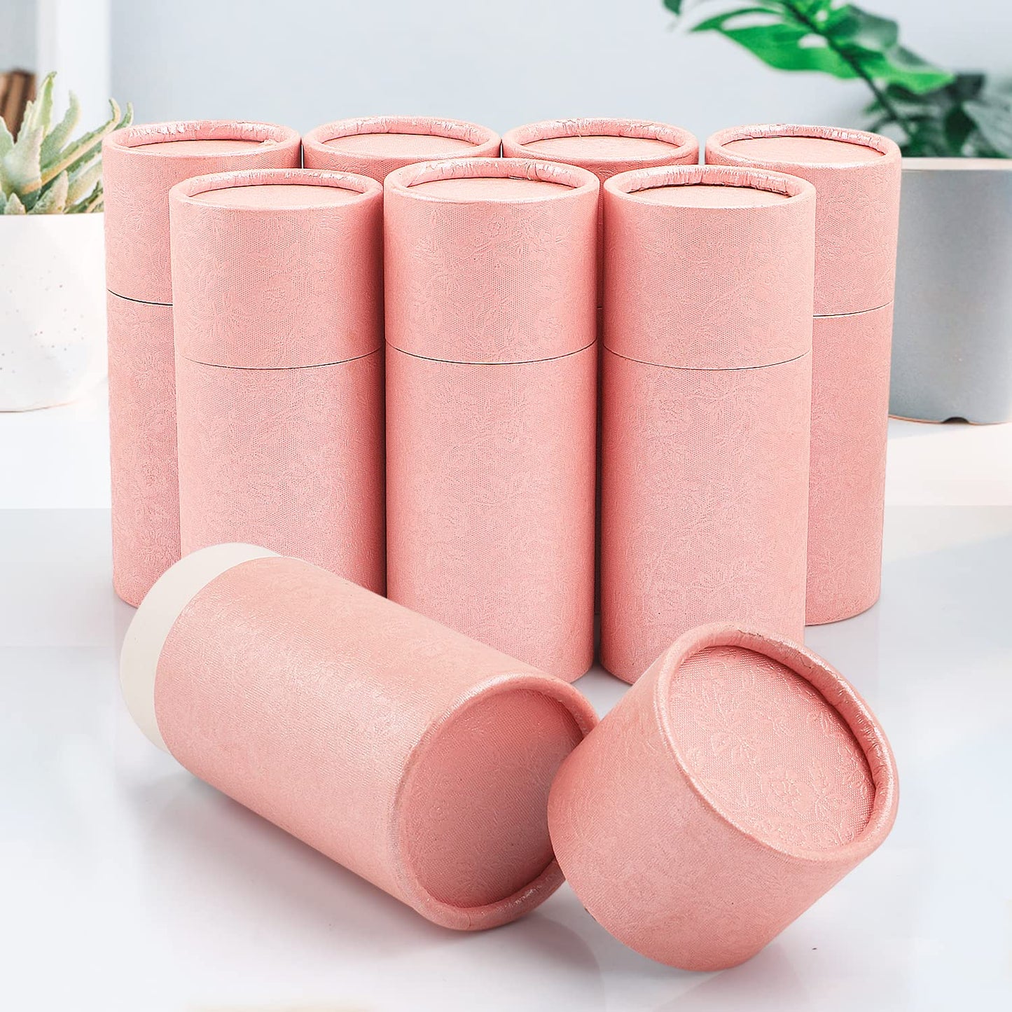 10Pcs 1.7 Oz/50ml Pink Kraft Paperboard Tubes,Empty Round Kraft Paper Cardboard Gift Packaging Tube Container for Essential Oil Bottle,Paper Tube,Pencil,Tea Coffee,Jewelry,Craft Project-Not Push Up