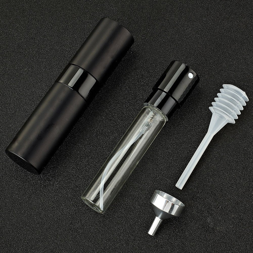 LISAPACK 8ML Atomizer Perfume Spray Bottle for Travel, Empty Refillable Cologne Dispenser, Portable Sprayer (Matte Black)