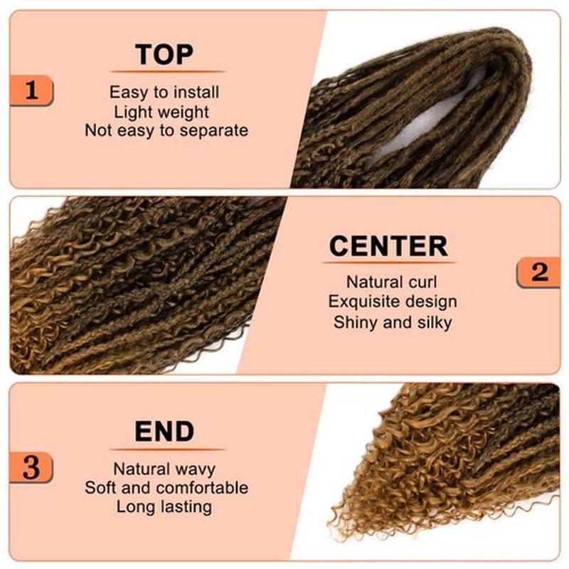 Boho Dreadlock Extensions Synthetic Double Ended with Bohemian Box Braids 24inch 20 Strands Thin 0.6CM Handmade Hippie Viking DE Dreadlock Extensions(Boho Box 20Strands,1B/27)
