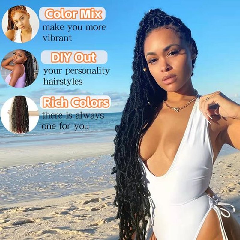 7 Packs 22 Inch Faux Locs Crochet Hair Ombre Burgundy Soft Locs Crochet Faux Locs Pre Looped Natural Butterfly Hair Extensions For Women(22 Inch,7 Packs,1B/BUG)