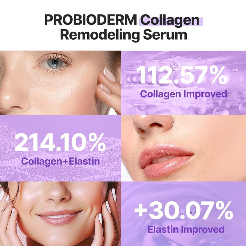 Collagen Remodeling Serum & Gel Mask Set - Firming, Pore-Tightening Skincare with Collagen & Peptides | 6 Hydrogel Masks Included