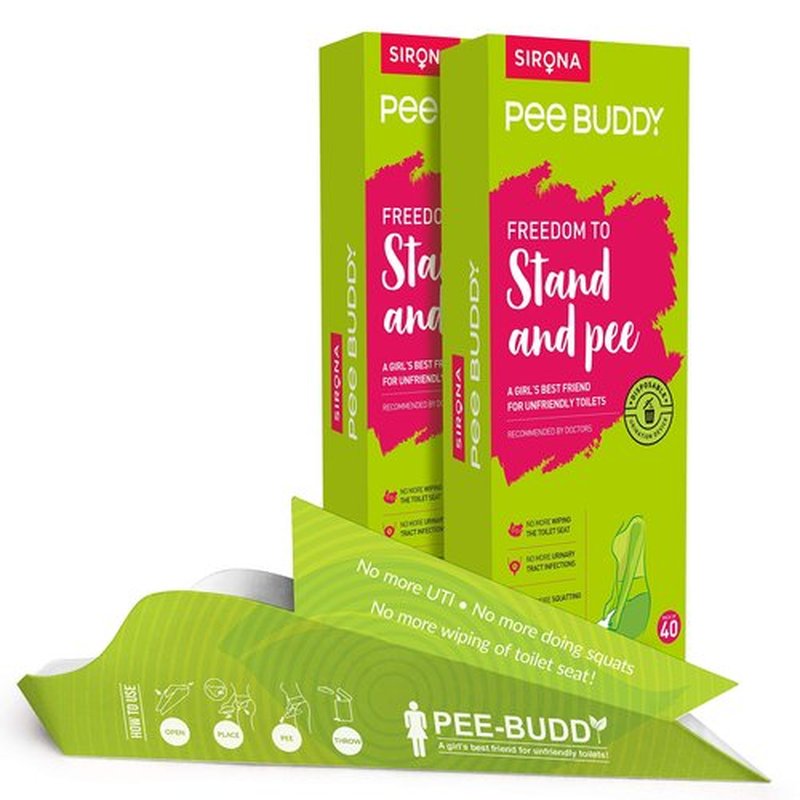 Pee Buddy 80 Funnels Portable Female Urination Device | Disposable Female Urinal Funnel | Travel, Camping & Hiking and Outdoor Activities | Foldable and Compact Stand and Pee Funnel for Women, Girls