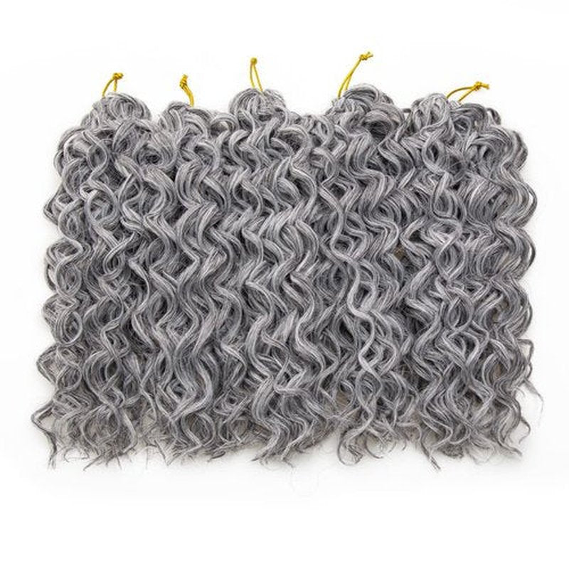 GoGo Curl Crochet hair Water Wave Crochet hair Grey Synthetic Bohemian Crochet Braid Deep Wave Braiding hair Extensions (10inch,5Packs,#51)