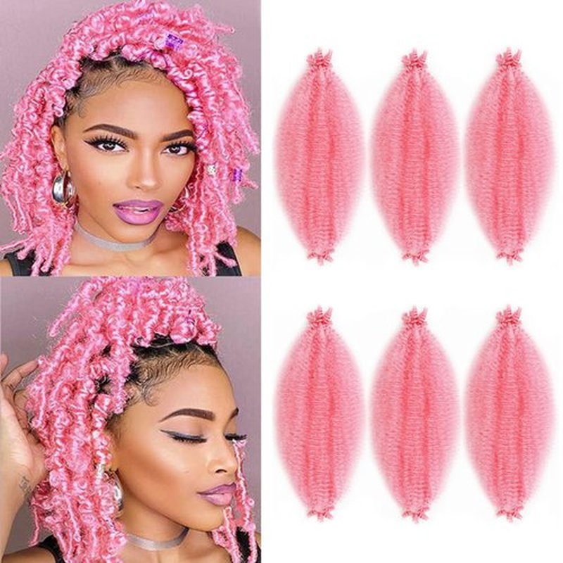 IXIMII 6 Packs Hot Pink Pre-Separated Springy Afro Twist Hair 12 Inch Soft Pre-Separated Marley Braiding Hair Pre-Fluffed Synthetic Hair Extensions for Distressed Faux Locs,Spring Twists,Passion Twist
