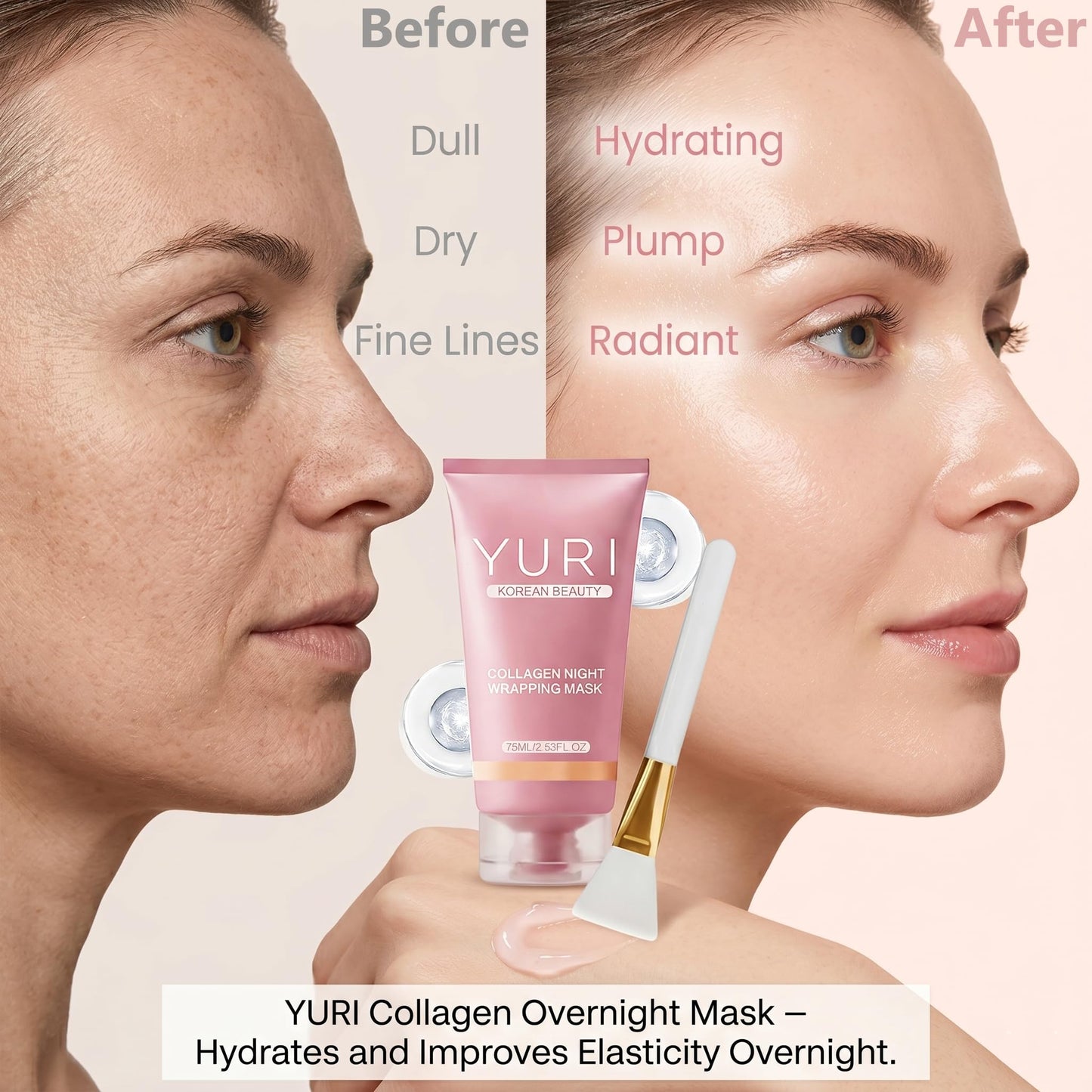 YURI Collagen Night Wrapping Mask, Peel Off Face Mask for Hydration Care
