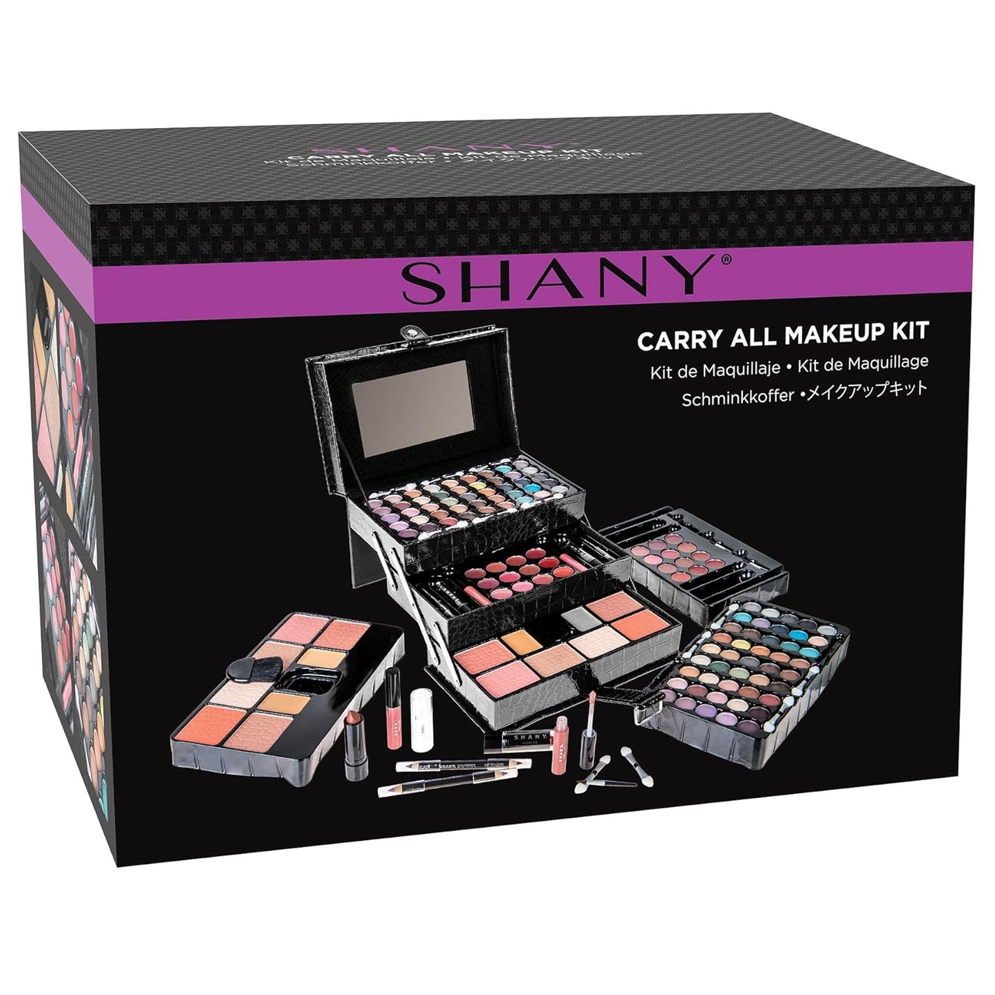 SHANY All In One Makeup Set, Eyeshadow, Blushes, Face Powder, Lipstick, Eye liners, Make up Pencils and Cosmetics Mirror - Makeup Kit With Reusable Storage Beauty Box - Red