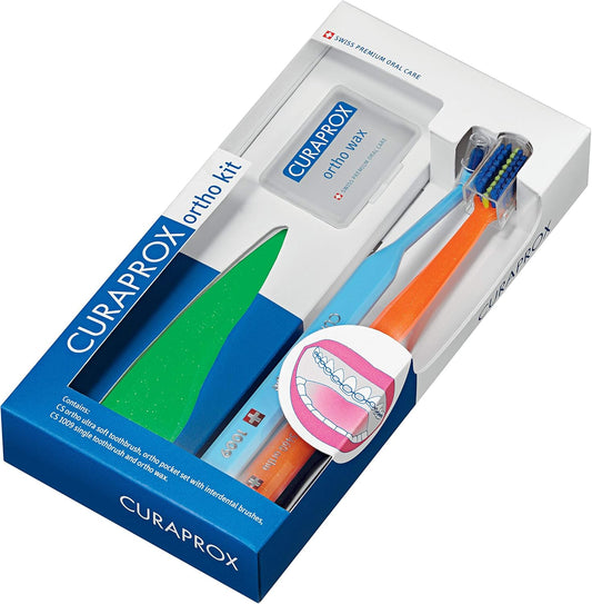 Curaprox Orthodontic Care Set – Complete Ortho Kit for Braces with Toothbrushes, Interdental Brushes & Wax | Swiss Quality