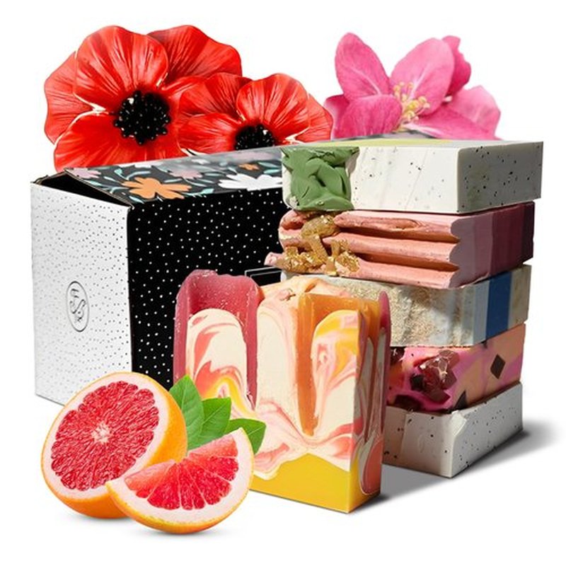 FinchBerry Season of Soap Gift Set - Handmade Seasonal Soaps - Cleanse & Moisturize with Olive, Shea Butter & Coconut Oil - Ideal for All Skin Types & SUMMER Gifting, Pack of 6 (4.5 oz Each)