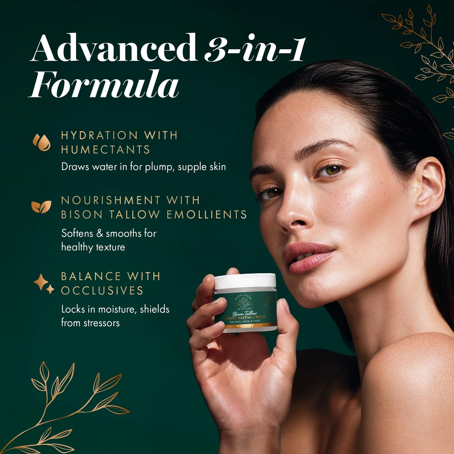 Bison Tallow Face Cream with Bakuchiol & Hyaluronic Acid Moisturizing Cream