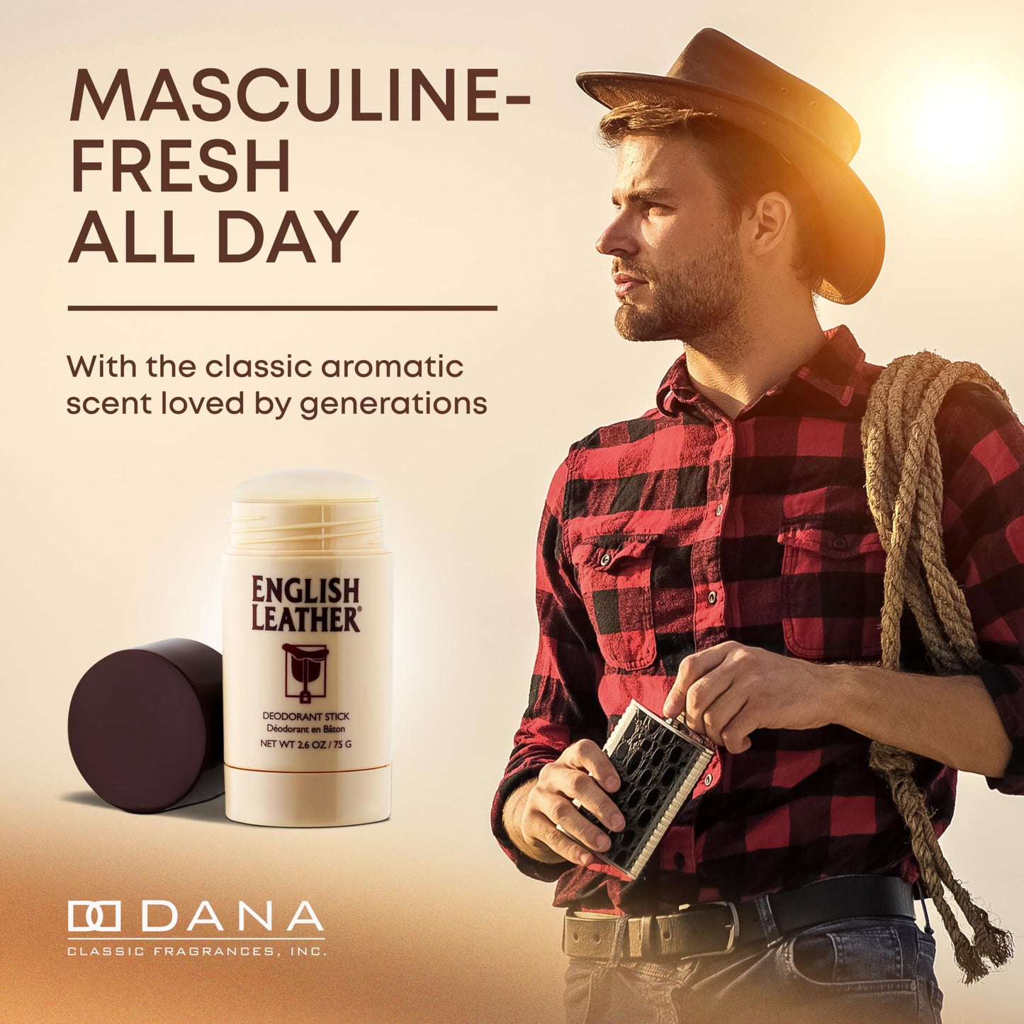 English Leather Deodorant for Men - Classic & Masculine with Long Lasting Citrus, Aromatic & Woody Scent (2.6 Oz / 75 g)