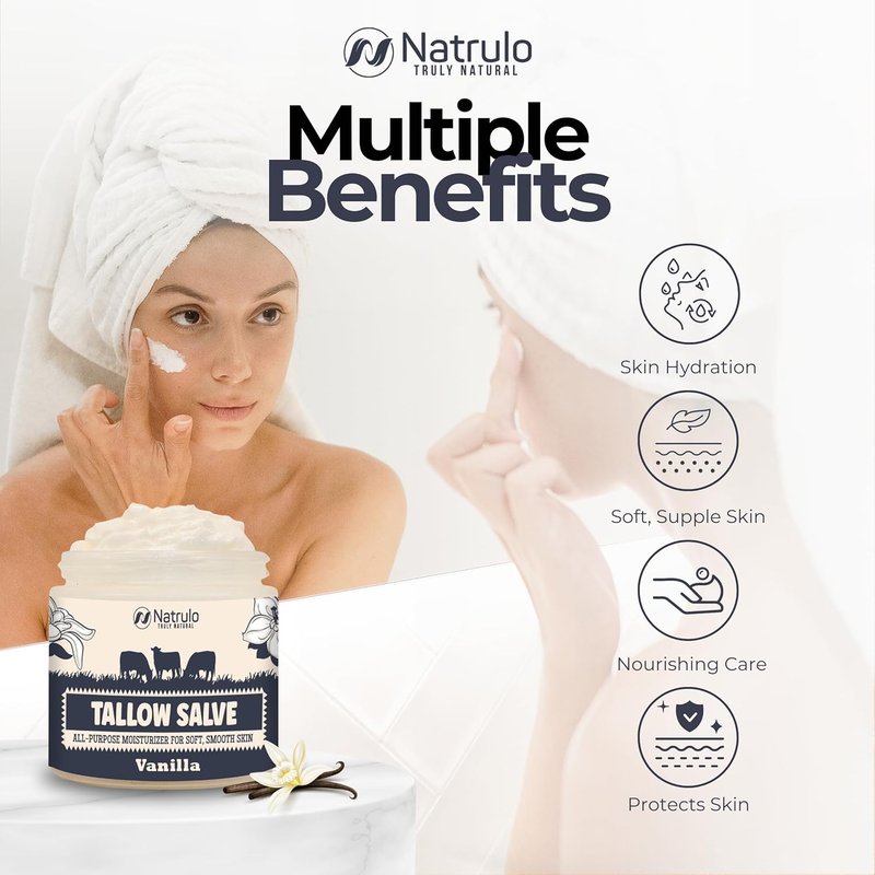 Beef Tallow Salve - All-Natural Grass-Fed Balm for Eczema & Dry Skin | Moisturizing Skin Repair Made in USA