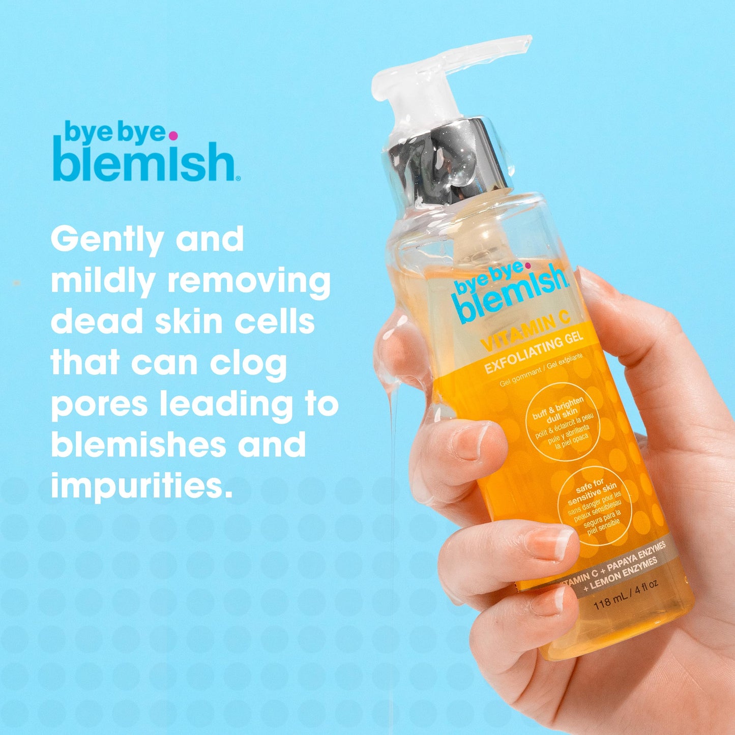 Bye Bye Blemish Vitamin C Exfoliating Gel – Gentle Scrub Gel Exfoliator for Face with Papaya & Lemon Enzymes, Brightening Dead Skin Remover, 4 oz