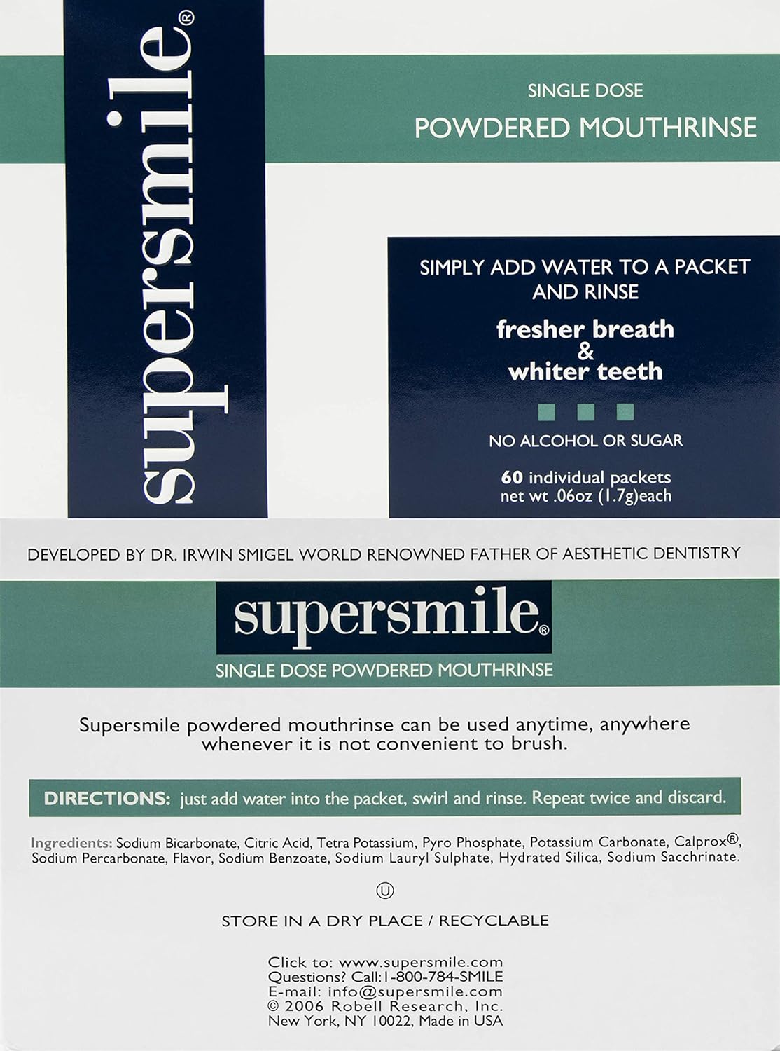 Supersmile Powdered Mouth Rinse - Freshen Breath & Whiten Teeth - TSA Approved Travel Pack