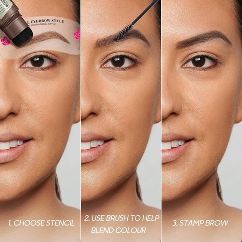 Eyebrow Stamp Stencil Kit - Long-Lasting Eye Brow with Eyebrow Blush, Waterproof & Smudge-Proof Brow Shaping Kit with 24 Reusable Thin & Thick Eyebrow Stencils for Voluminous Brow (Blonde)