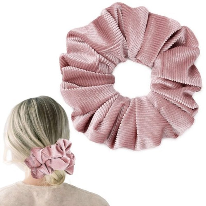 CEELGON Dusty Pink Big Corduroy Scrunchie 6.5 Inches Jumbo Scrunchies Hair Ties Oversized Ponytail Holder for Thick Curly Hair Extra Large Hair Accessories for Women (Dusty Pink)