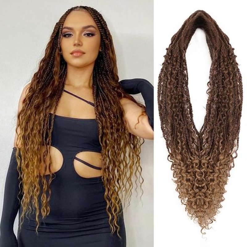 HANNE 24 Inch Boho Dreadlock Extensions for Women Handmade Synthetic Dreadlock Extensions Curly End Boho Box Braids Crochet Soft Braided in Boho Dreadlocks (10 Strands/Pack MT4/27)