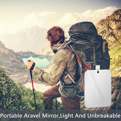 Unbreakable Shower Mirror for Shower,10.8x7 Inch Large and Portable Shower Mirror for Men with Adhesive Locker Mount, Ideal for Camping and Traveling, NOT Anti Fog Free Suction