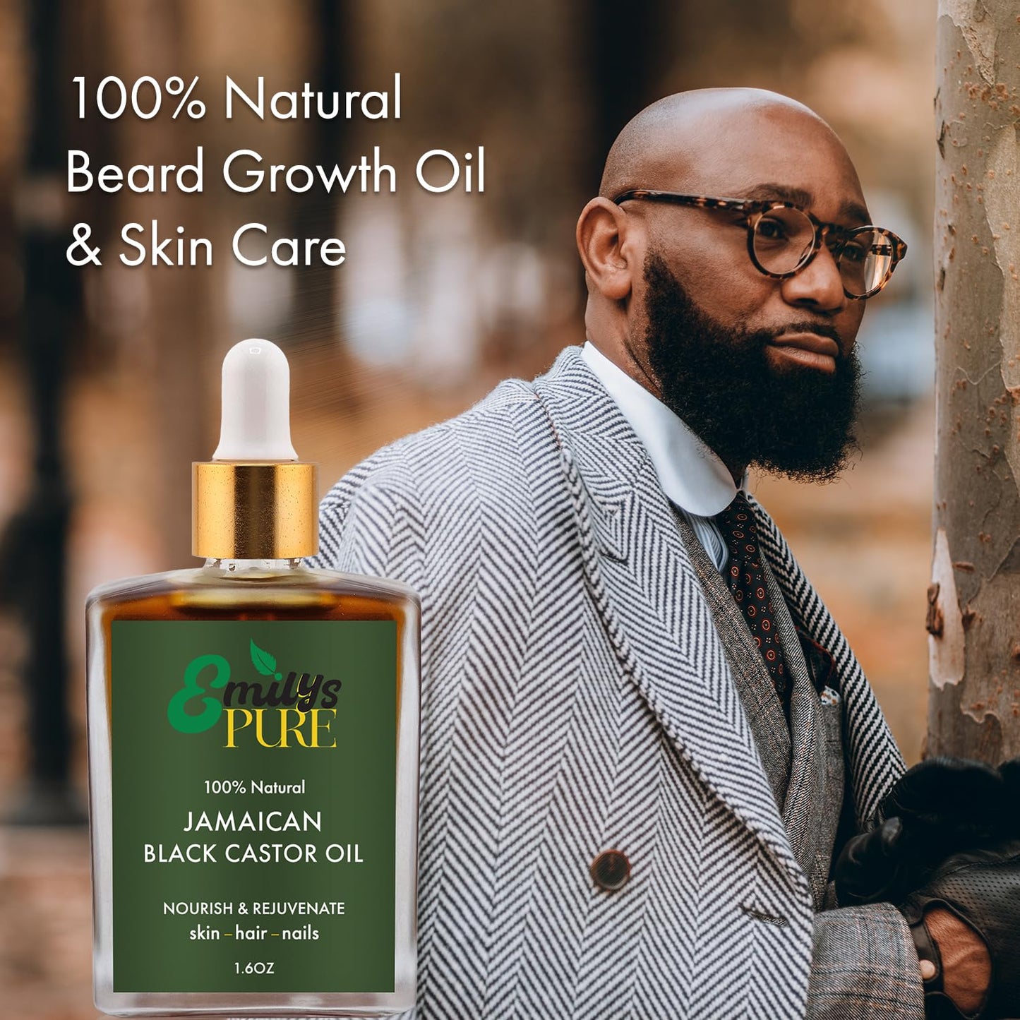 Emily's Pure Jamaican Black Castor Oil 1.6oz – 100% Pure, Authentic Fire Roasted Oil for Hair Growth Support, Scalp & Beard Care, Eyelashes & Eyebrows, Hexane Free
