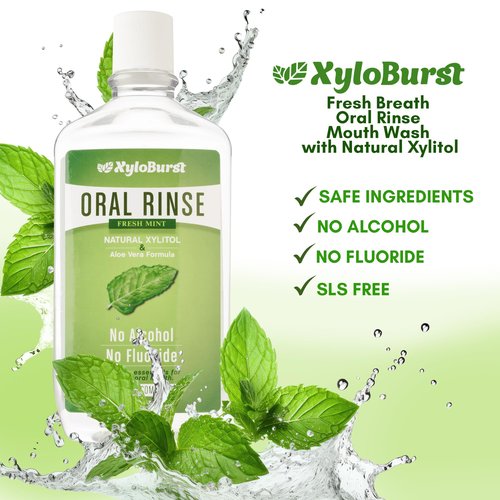Xyloburst Oral Rinse Mouthwash - Natural Xylitol Mouthwash | Fluoride Free Mouth Wash | Alcohol Free Mouthwash | Fresh Mint Mouth Rinse | SLS Free
