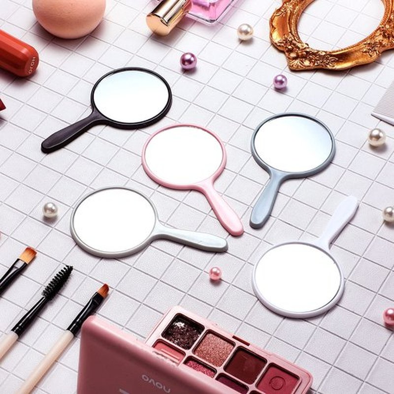 Jetec 25 Pcs Handheld Mirror with Handle, 3.94" L x 2.17" W, Small Portable Round Mirror Bulk for Kids Travel Makeup Classroom Camping Daily DIY Crafts (White,Pink,Black,Blue,Green)