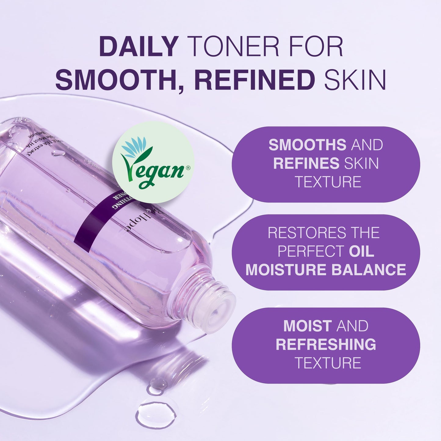 Be-Hope Smoothing Toner | Triple Hyaluronic Acid + Purple Tea | Dry Skin