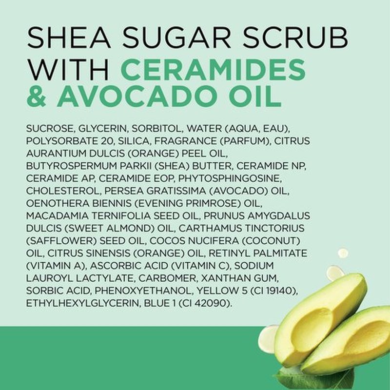Dr Teal's Shea Sugar Scrub, with Ceramides & Avocado Essential Oil, 19 oz (Pack of 3)