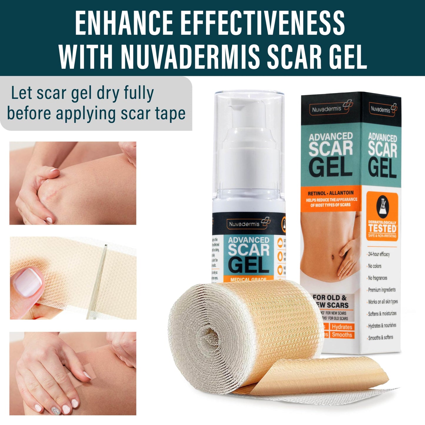 NUVADERMIS Clear Silicone Scar Tape for Surgical Scars - 120" x 1.5" Rolls - Section, Tummy Tuck, Keloid, and Surgical Scars - Reusable Medical Grade Silicone Scar Tape - Pack of 2
