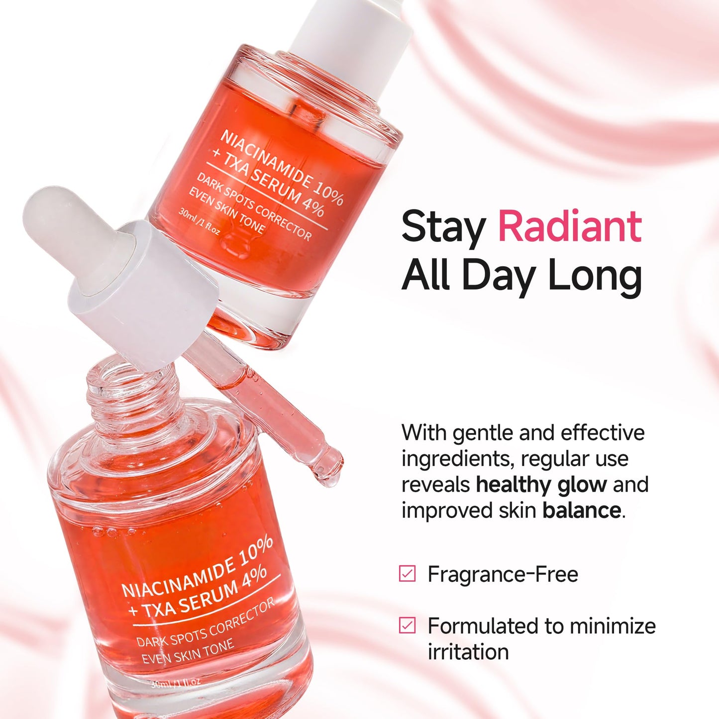 Niacinamide 10% + TXA 4% Serum: Hyaluronic Acid Tranexamic Acid Facial Serum for Face Dark Spot Refining Anti-Aging Redness Radiant Korean Skin Care for Face 30ml /1.01 fl.oz