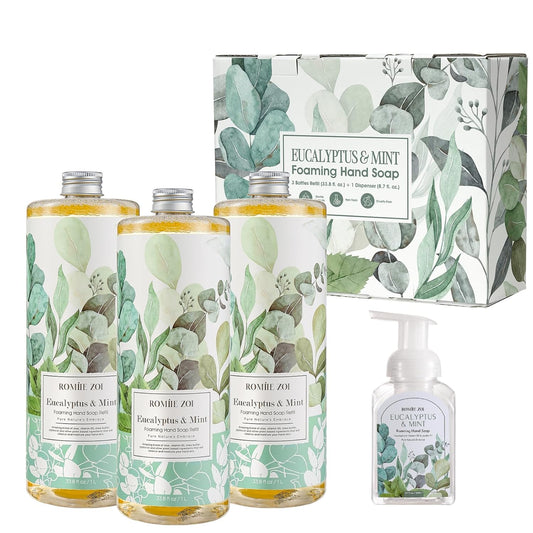 Eucalyptus & Mint Foaming Hand Soap Refills - Natural, Cruelty-Free & Moisturizing | 1L/33.8oz (Pack of 3)