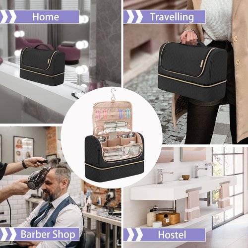 Yarwo Large Airwrap Storage Bag Compatible for Shark FlexStyle Styling (HD 430/440), Double Layers Travel Case Box for Shark Flexstyle/Dyson Airwrap and Hair Styler Attachments, Black (Bag Only)