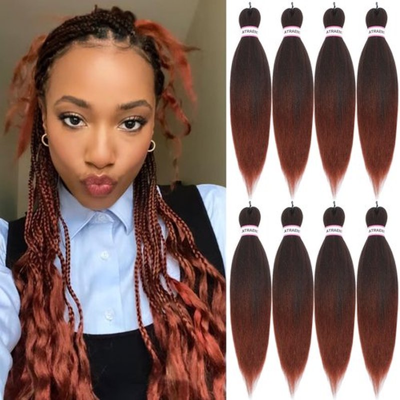 ATRAENTE Braiding Hair Pre Stretched,18 Inch 8 Packs Ombre Braiding Hair for Boho Box Braids Yaki Texture Hot Water Setting Soft And Light(18"4/350#)