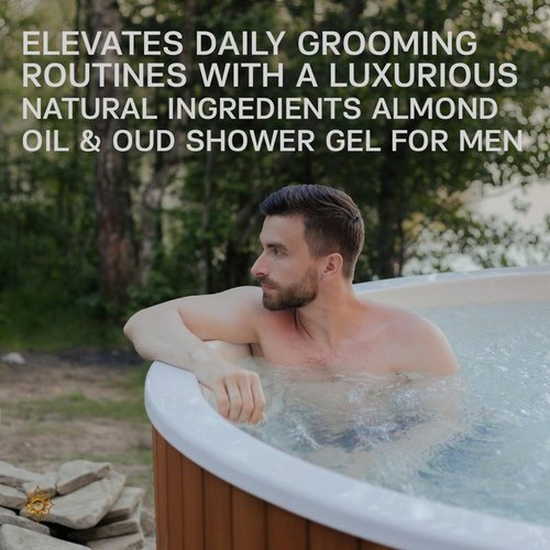 AUTHENTIC BATH & SOAP All Natural - Oud & Organic Sweet Almond Oil Mens Body Wash - with Vitamin E & Hyaluronic Acid, Moisturizing, Gentle Cleansing Shower Oil for Men, Cruelty Free & Vegan 16.9 Fl Oz