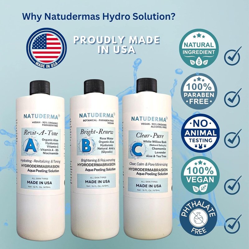 Hydrodermabrasion Solution - Aqua Peeling Serum for Wet Microdermabrasion | 3 x 16 oz Bottles