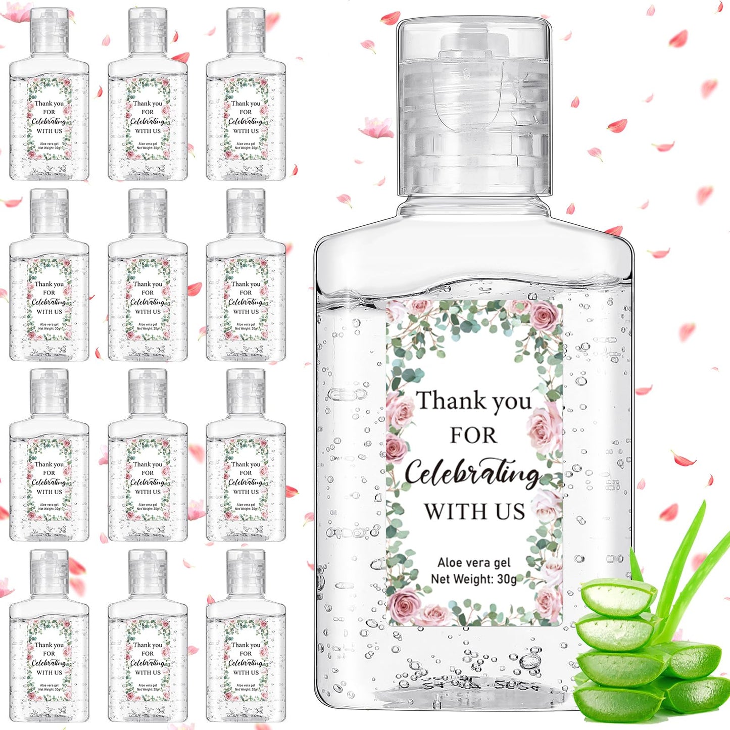 Dansib 12 Pcs Mini Aloe Vera Gel Bulk for Christmas Wedding Party 1oz Soothing Moisture Aloe Gel Bulk Travel Size for Thank You Gifts Christmas Favors Wedding Party(Floral)
