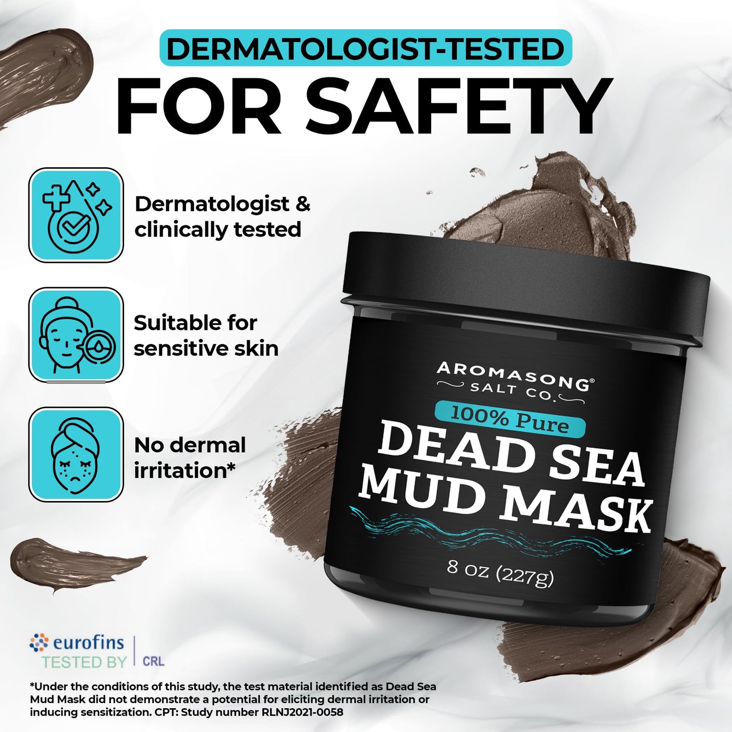 Aromasong Dead Sea Mud Mask with Coconut Oil – 100% Natural Mineral Mud for Face & Body – Hydrating Clay Mask for Pore Cleansing, Acne & Blackhead Removal, Anti-Aging, Firming & Detox