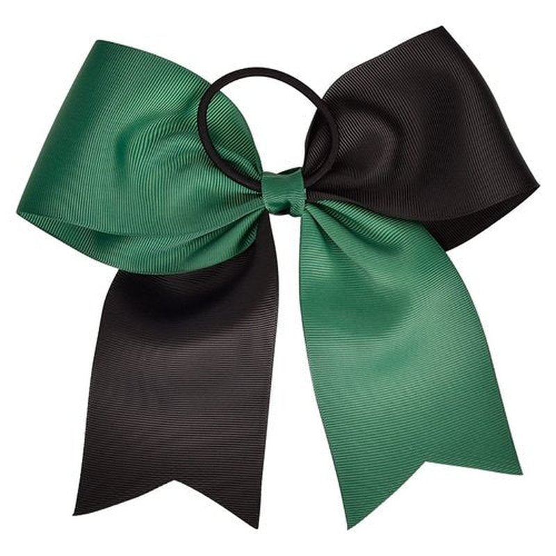DEEKA 12PCS 8" Two Toned Large Cheer Hair Bows Ponytail Holder Handmade for Teen Girls Softball Cheerleader Sports -Forest Green/Black