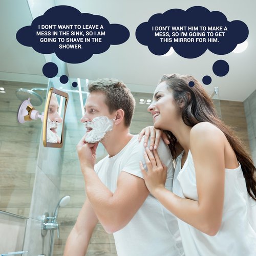 MIRRORVANA Fogless Shower Mirror for Shaving with Improved Suction and 360° Swivel - Unbreakable Fog Free Mirror for Men and Women - 6.3" x 6.3" (Gold)