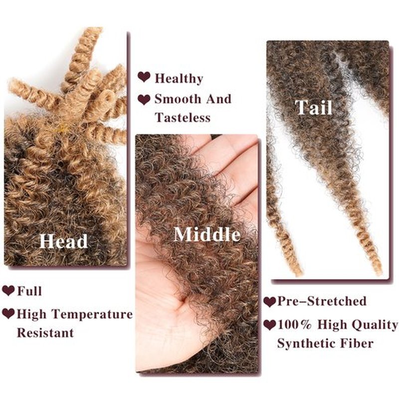 Spring Twist Hair Marley Twist Braiding Hair Crochet Hair 8packs Afro Twist Hair Cuban Twist Hair Marley Twist Hair Kinky Braiding Hair Synthetic Hair Extension For Women (T27#, 24 Inch (Pack of 8))