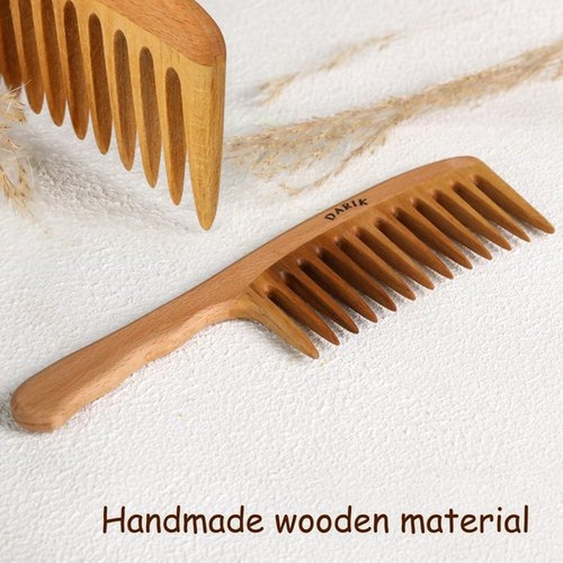 Wide Tooth Wooden Comb | Cepillo Ancho de Madera para Cabello | Natural Hairbrush | Vintage Style Hairbrush | Wood Comb for Gentle Styling | Anti-Static Hair Comb (Wide Tooth)