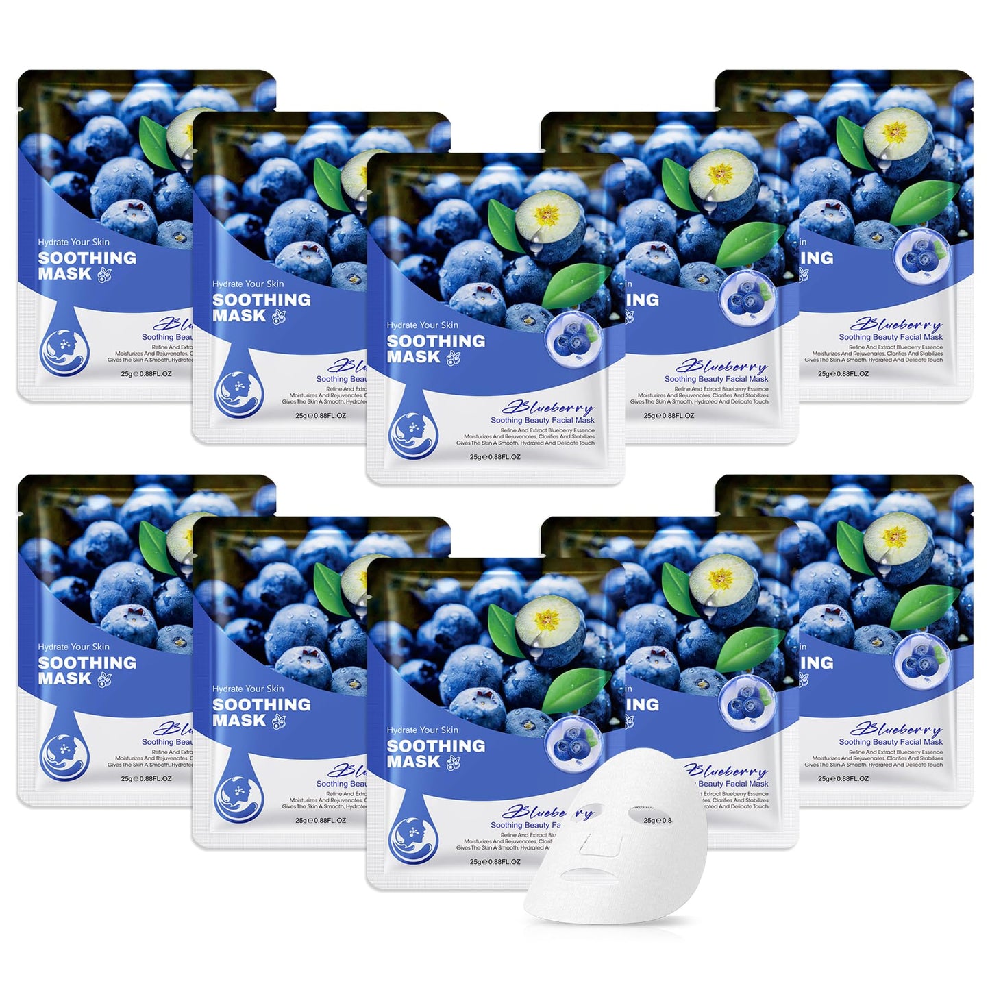 10 Pack Variety Facial Sheet Masks Skin Care Set, Hydrating Bulk Sheet Face Masks Skincare Gifts Set for Women Men, Long Lasting Moisturizing Face Mask Skincare for All Skin Type（C6)