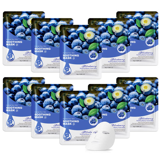 10 Pack Variety Facial Sheet Masks Skin Care Set, Hydrating Bulk Sheet Face Masks Skincare Gifts Set for Women Men, Long Lasting Moisturizing Face Mask Skincare for All Skin Type（C6)