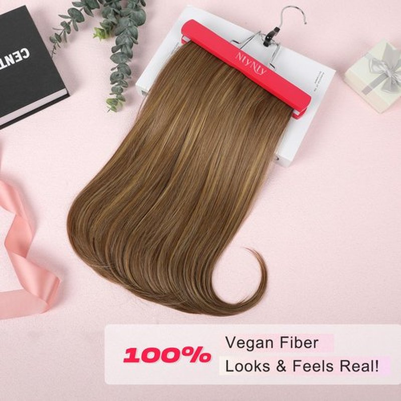 NTYNTY Hair Extensions, 4PCS 18" Clip in Hair Extensions Layered Cut Natural Lightweight Hairpieces with Thinner Softer Invisible Weft for Women - Light Brown with Highlights