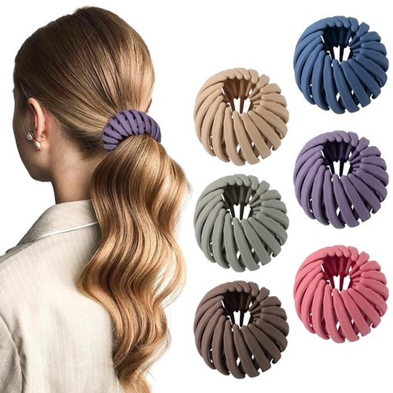6Pcs Bird Nest Magic Hair Clips Hair Nest for Bun Strong Ponytail Holders for Women Girls (Dark, Large)