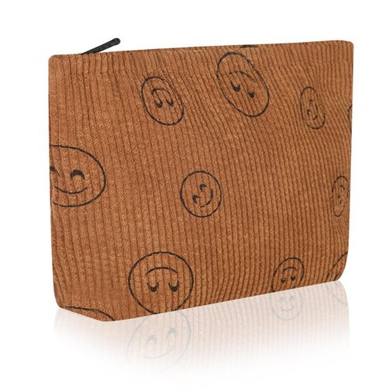 Wudimeitt Cosmetic bag Makeup bag Preppy Cute Corduroy Toiletry bag for women travel essentials (brown)